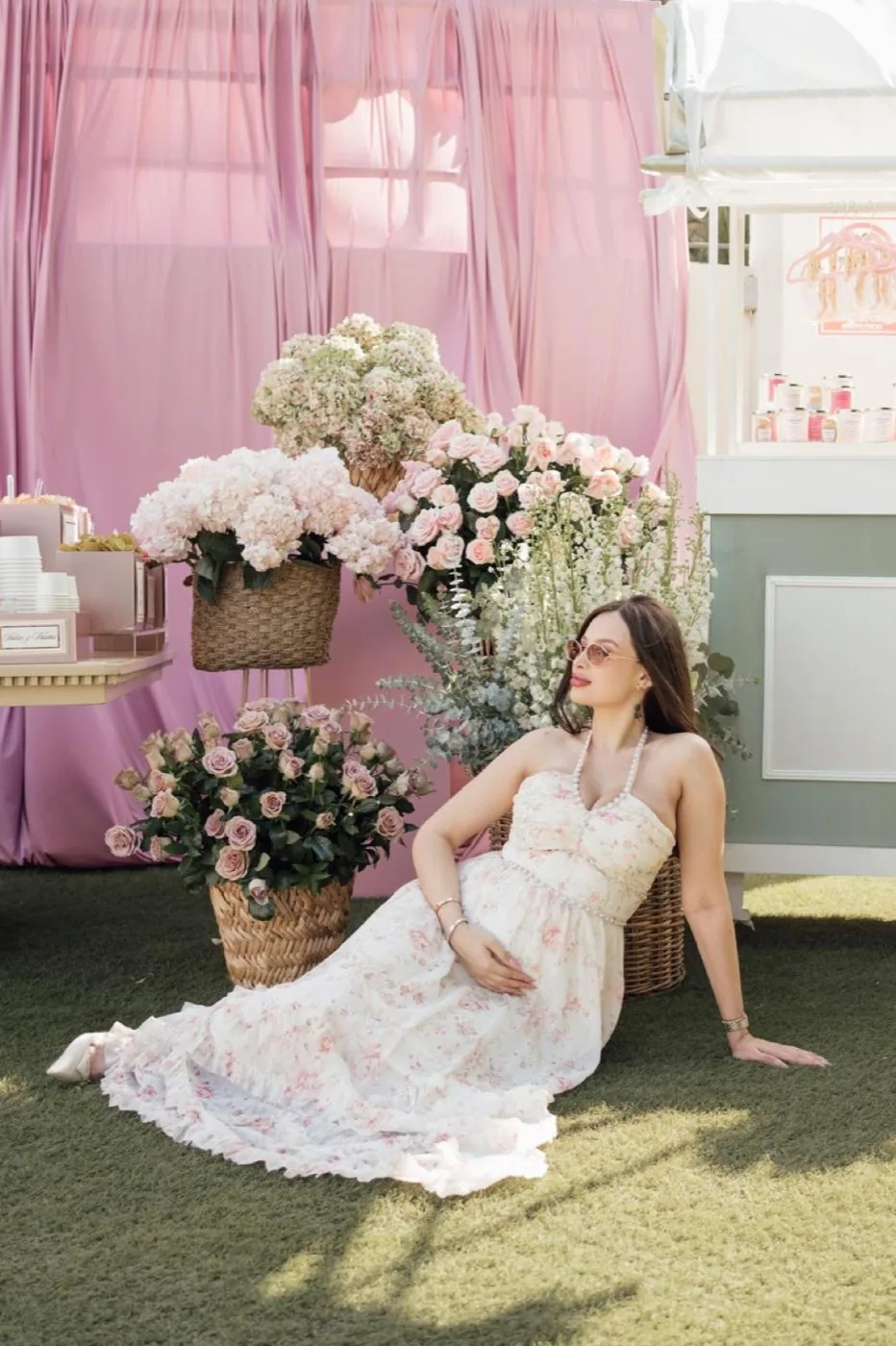 Decoración floral para baby shower