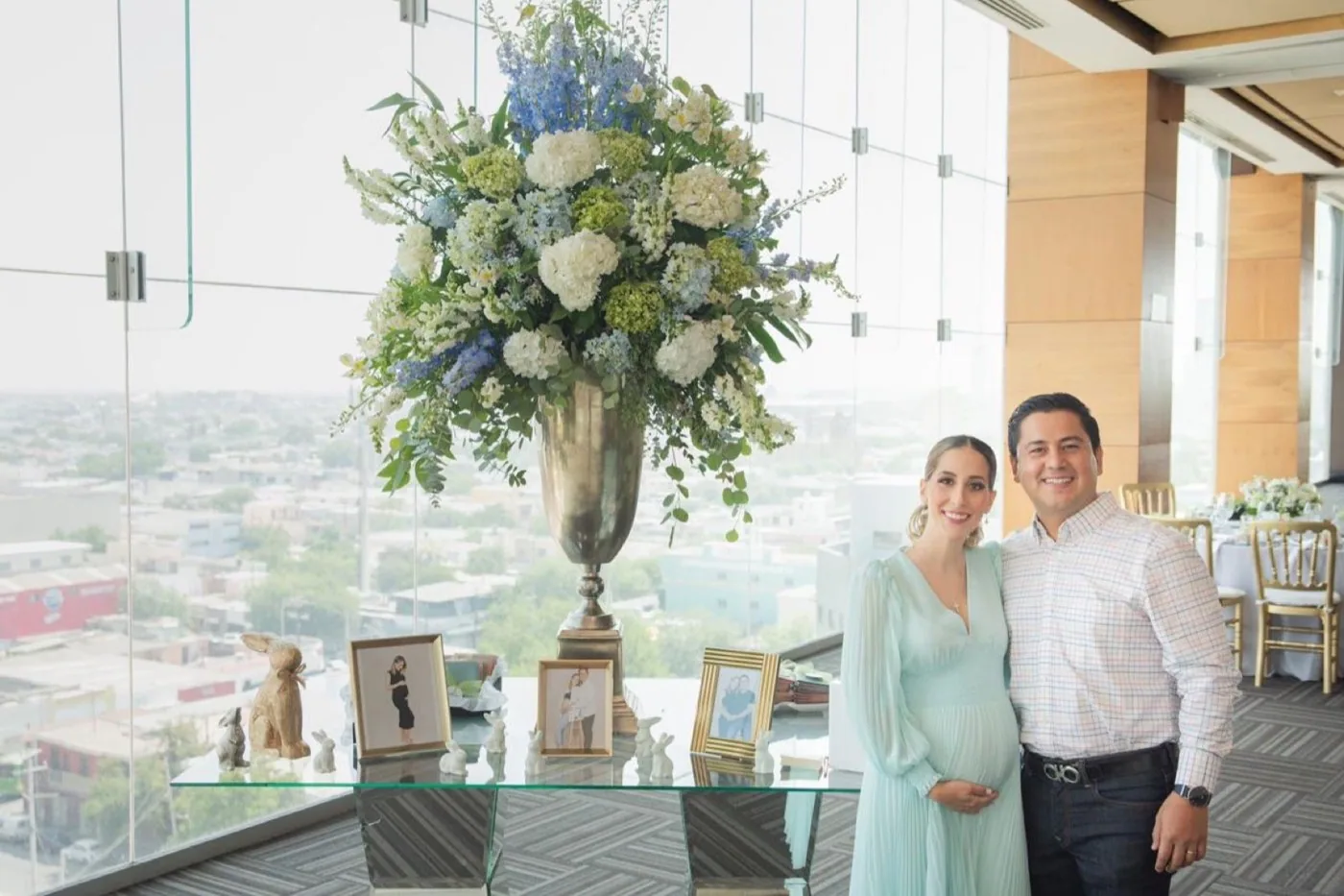 Decoración floral para baby shower